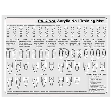 Silicone Trainer Sheet for Application Practice, Flexible Roll Up Pad Template for Acrylic Fingernails, Learn How to Apply Acrylic Nails