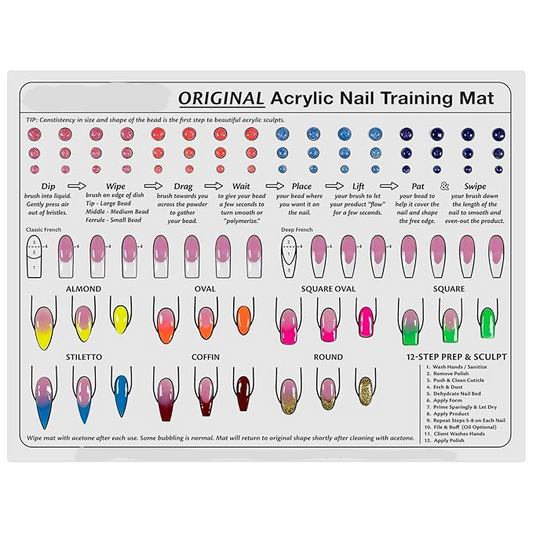 Silicone Trainer Sheet for Application Practice, Flexible Roll Up Pad Template for Acrylic Fingernails, Learn How to Apply Acrylic Nails